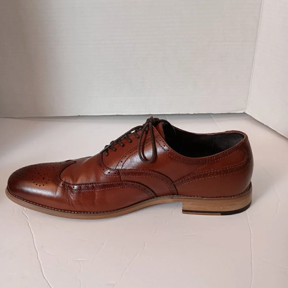 Stacy Adams 25064 Men's Dunbar-Wingtip Oxford, Cognac Size 10